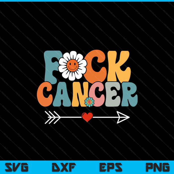 Groovy fuck cancer I hate cancer breast cancer awareness SVG cut file