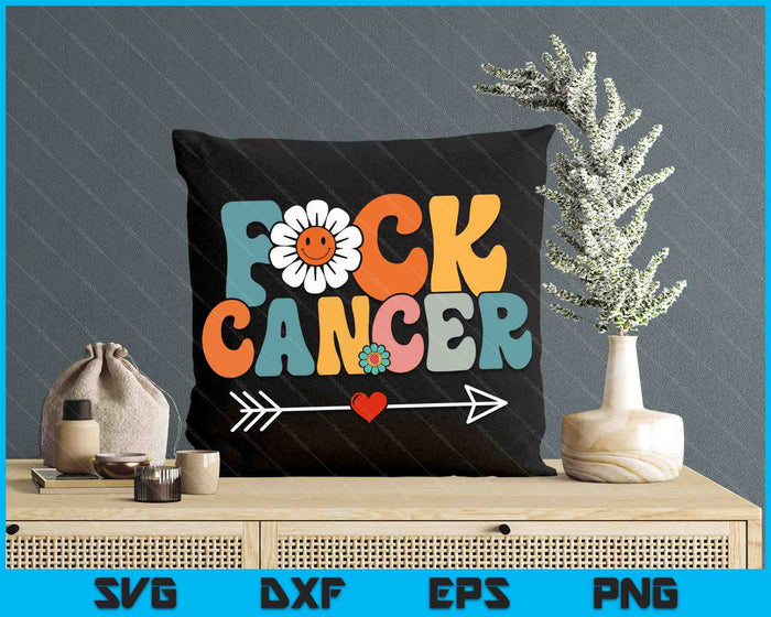 Groovy Fuck Cancer I Hate Cancer Breast Cancer Awareness SVG PNG Digital Cutting Files