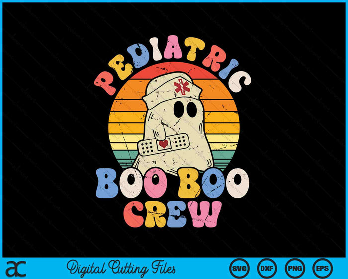 Groovy Ghost Halloween Pediatric RN Nurse Boo Boo Crew SVG PNG Digital Cutting Files