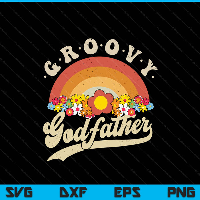 Groovy godfather retro rainbow colorful flowers SVG cut file