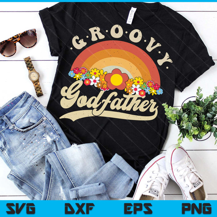 Groovy Godfather Retro Rainbow Colorful Flowers Design SVG PNG Digital Printable Files