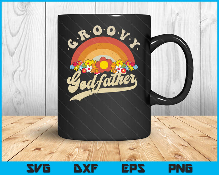 Groovy Godfather Retro Rainbow Colorful Flowers Design SVG PNG Digital Printable Files