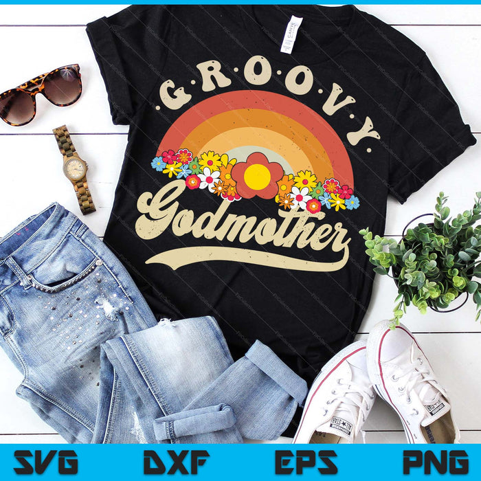 Groovy Godmother Retro Rainbow Colorful Flowers Design SVG PNG Digital Printable Files