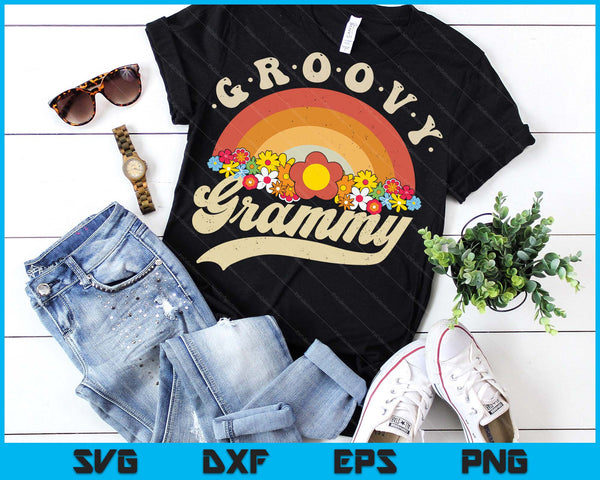 Groovy Grammy Retro Rainbow Colorful Flowers Design SVG PNG Digital Printable Files