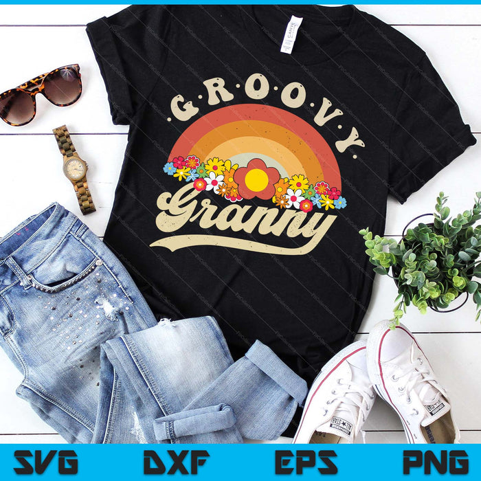 Groovy Granny Retro Rainbow Colorful Flowers SVG PNG Digital Printable Files