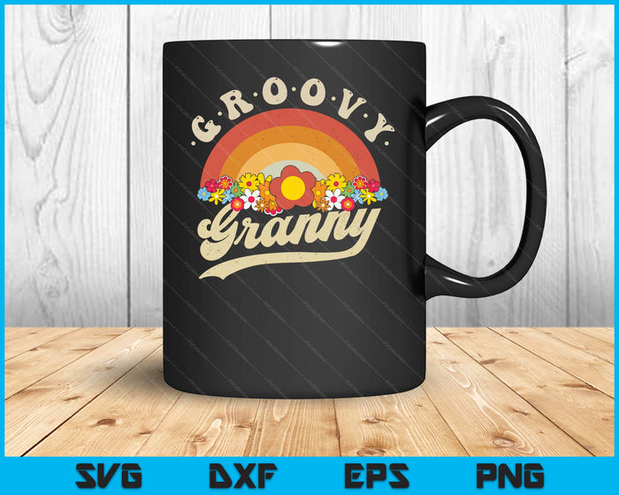 Groovy Granny Retro Rainbow Colorful Flowers SVG PNG Digital Printable Files