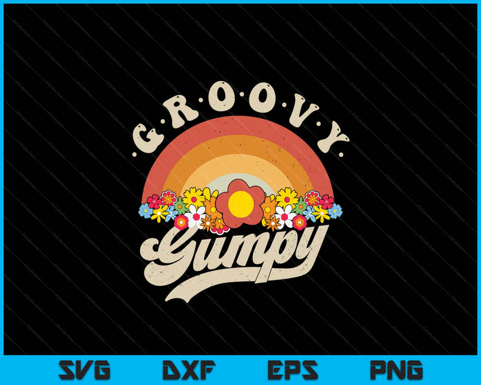 Groovy Gumpy Retro Rainbow Colorful Flowers SVG PNG Digital Printable Files
