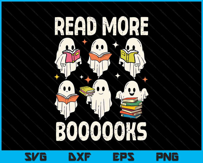 Groovy Halloween Ghost Read More Boooooks Librarian Teacher SVG PNG Digital Printable Files