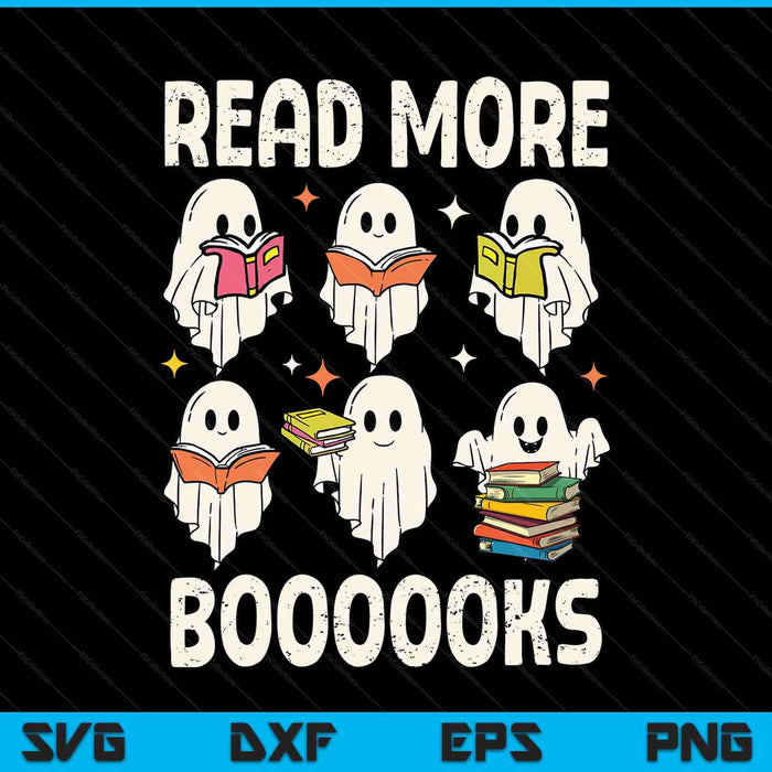 Groovy Halloween ghost read more boooooks librarian teacher SVG PNG cut file for Cricut