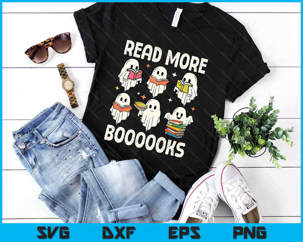 Groovy Halloween Ghost Read More Boooooks Librarian Teacher SVG PNG Digital Printable Files