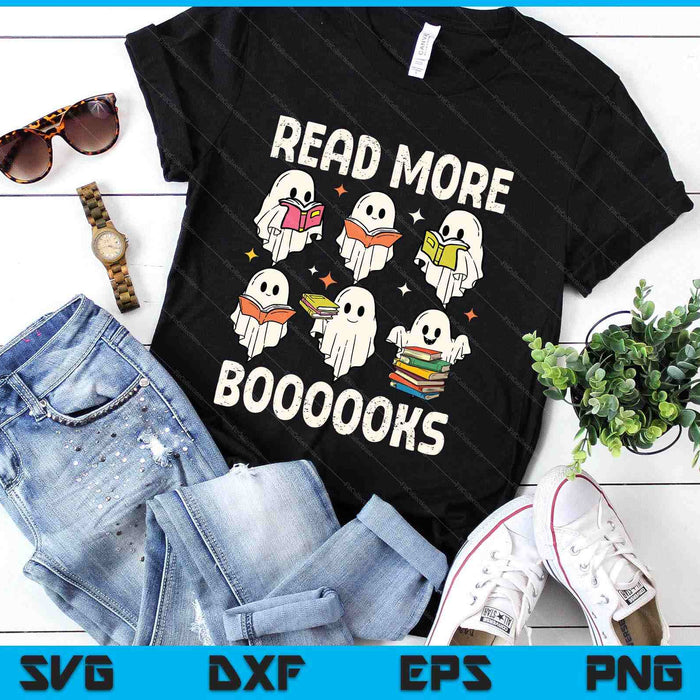 Groovy Halloween Ghost Read More Boooooks Librarian Teacher SVG PNG Digital Printable Files