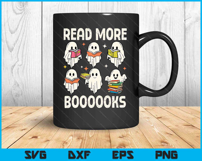 Groovy Halloween Ghost Read More Boooooks Librarian Teacher SVG PNG Digital Printable Files