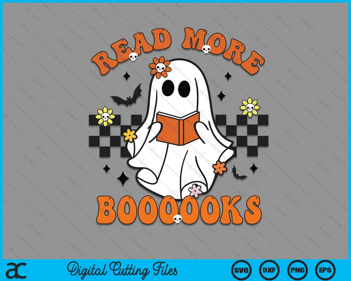 Groovy Halloween Read More Books Ghost Teacher Halloween SVG PNG Digital Cutting Files