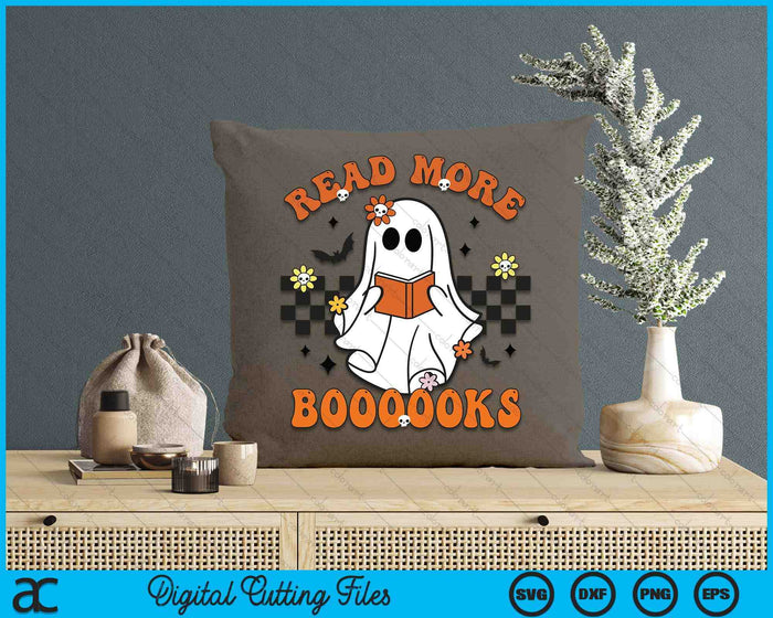 Groovy Halloween Read More Books Ghost Teacher Halloween SVG PNG Digital Cutting Files