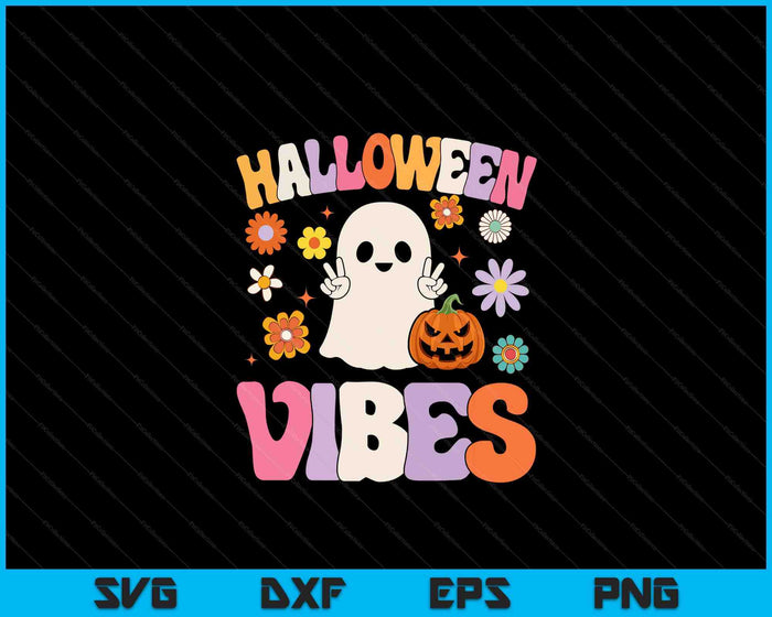 Groovy Halloween Vibes Costume Ghost Pumpkin SVG PNG Digital Cutting Files