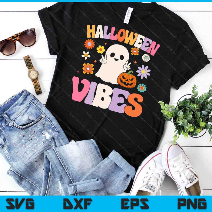 Groovy Halloween Vibes Costume Ghost Pumpkin SVG PNG Digital Cutting Files