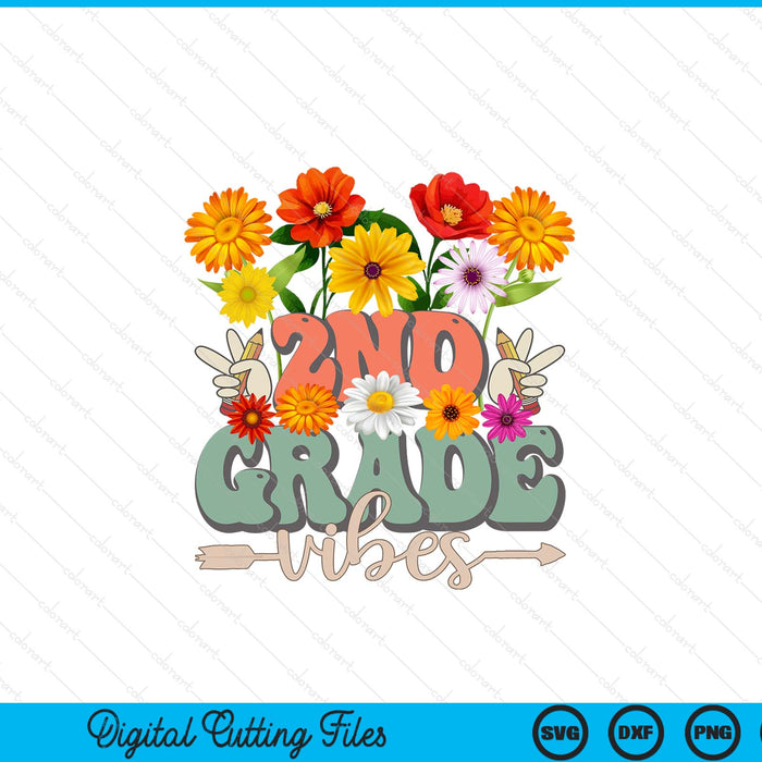 Groovy hippie wildflower 2nd grade vibes teachers SVG cut file