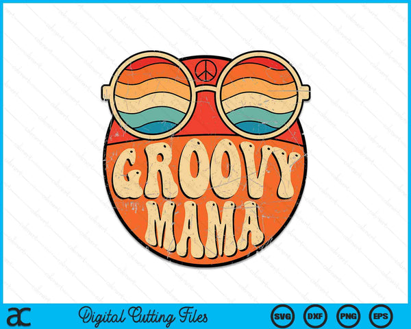 Groovy Mama 70s esthetische nostalgie jaren 1970 Vintage SVG PNG snijden afdrukbare bestanden