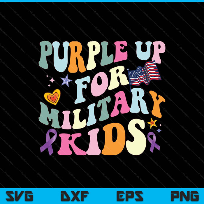 Groovy military child month purple up for military SVG cut file
