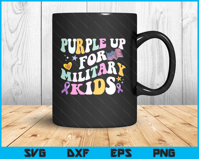 Groovy Military Child Month Purple Up For Military SVG PNG Digital Printable Files
