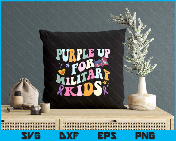 Groovy Military Child Month Purple Up For Military SVG PNG Digital Printable Files