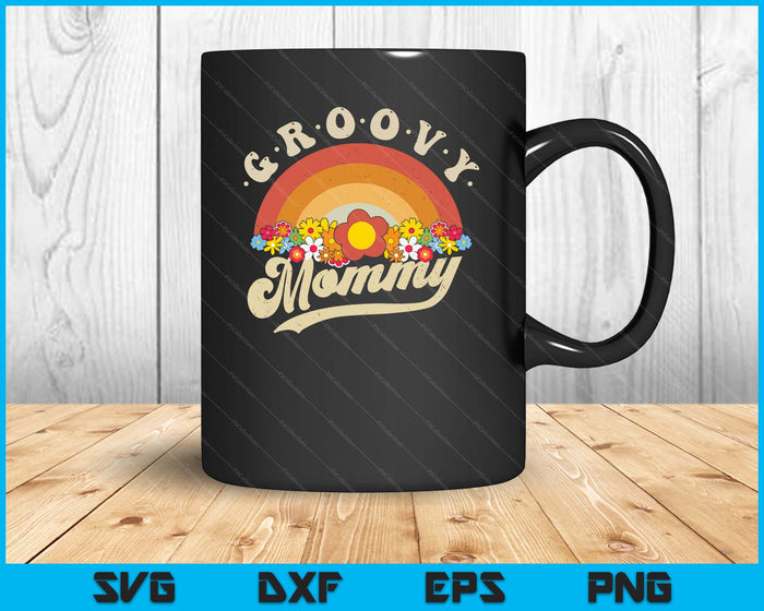 Groovy Mommy Retro Rainbow Colorful Flowers SVG PNG Digital Printable Files