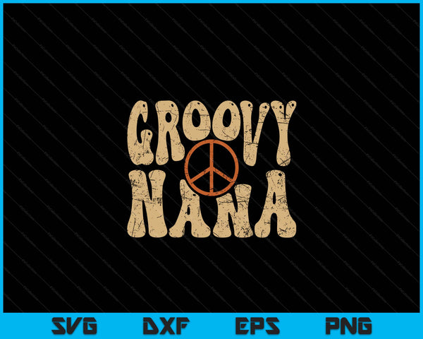 Groovy Nana 70s esthetische nostalgie jaren 1970 retro SVG PNG digitale afdrukbare bestanden