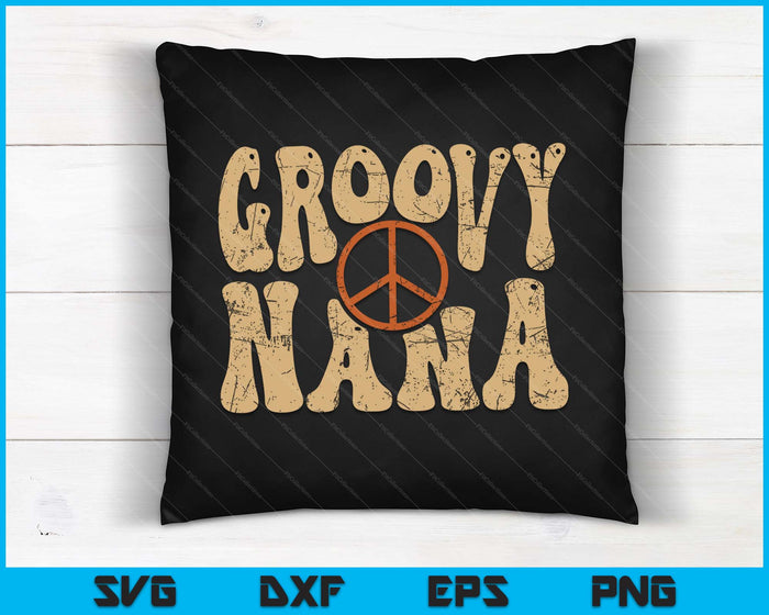 Groovy Nana 70s esthetische nostalgie jaren 1970 retro SVG PNG digitale afdrukbare bestanden