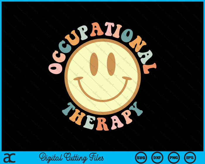 Groovy Occupational Therapy Smiley Face SVG PNG Digital Cutting Files