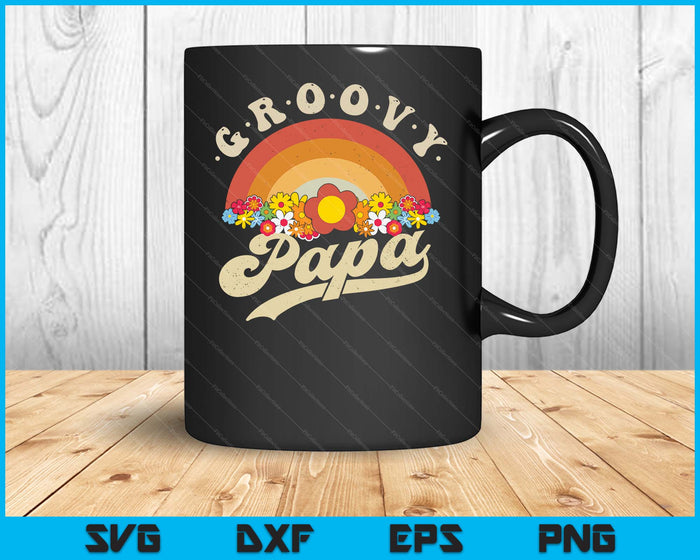 Groovy Papa Retro Rainbow Colorful Flowers SVG PNG Digital Printable Files