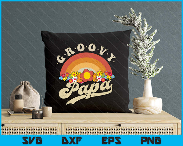 Groovy Papa Retro Rainbow Colorful Flowers SVG PNG Digital Printable Files