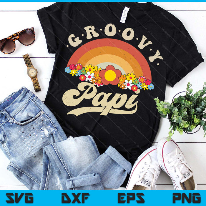 Groovy Papi Retro Rainbow Colorful Flowers SVG PNG Digital Printable Files
