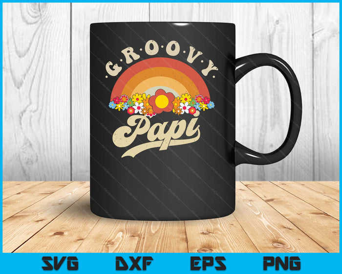 Groovy Papi Retro Rainbow Colorful Flowers SVG PNG Digital Printable Files