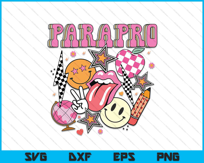 Groovy Parapro Retro Paraprofessional terug naar school SVG PNG digitale snijbestanden