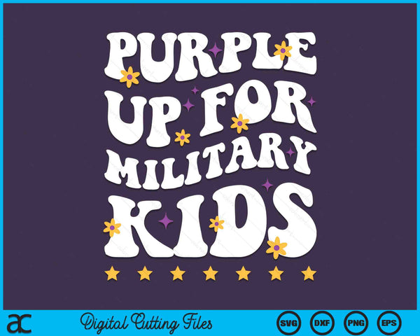 Groovy Purple Up voor militaire kinderen militaire kind maand SVG PNG digitale snijbestanden