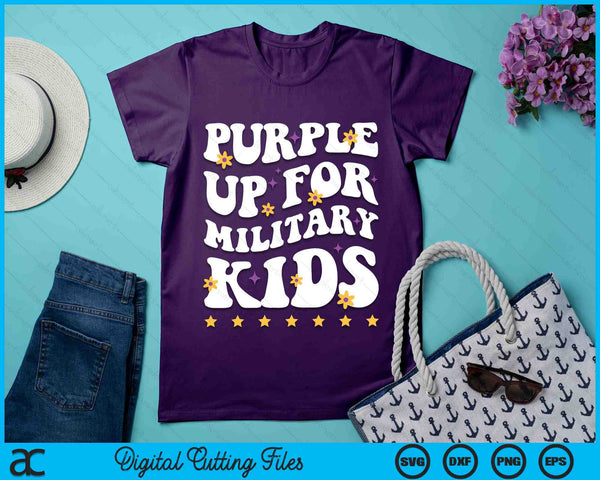 Groovy Purple Up For Military Kids Military Child Month SVG PNG Digital Cutting Files