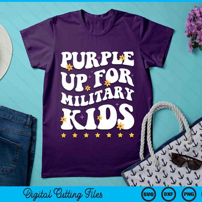 Groovy Purple Up For Military Kids Military Child Month SVG PNG Digital Cutting Files