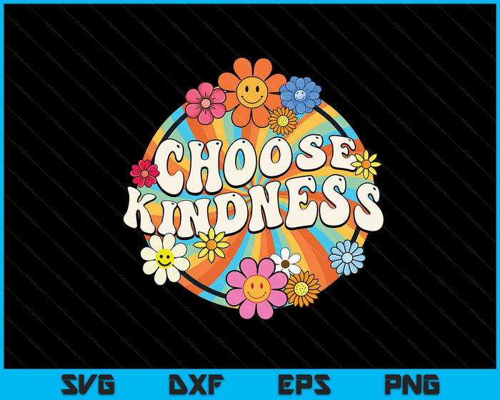 Groovy Retro Choose Kindness School Counselor Psychologist SVG PNG Digital Cutting Files