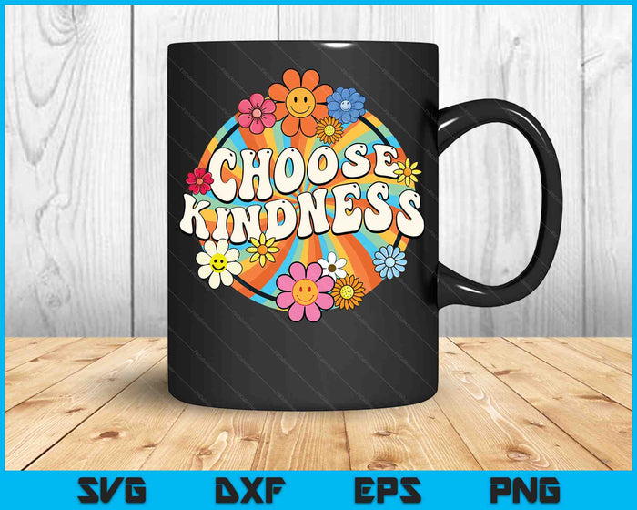 Groovy Retro Choose Kindness School Counselor Psychologist SVG PNG Digital Cutting Files