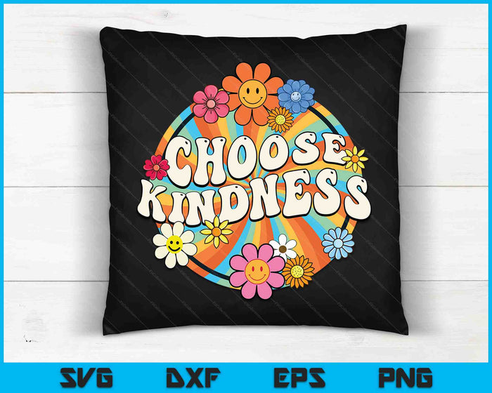 Groovy Retro Choose Kindness School Counselor Psychologist SVG PNG Digital Cutting Files