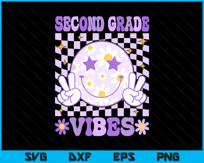 Groovy Second Grade Vibes Back to School 2nd Grade Teacher SVG PNG Digital Printable Files