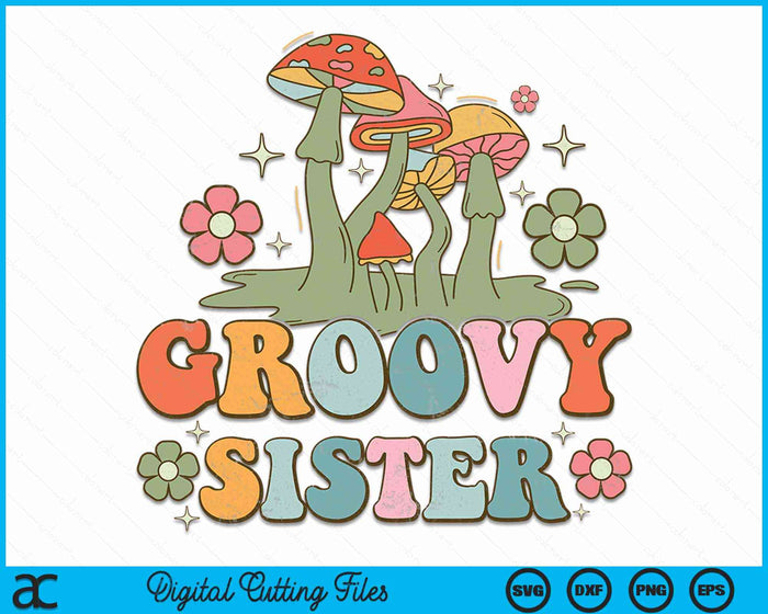 Groovy zus jaren '70 esthetische nostalgie jaren 1970 hippie zus retro SVG PNG digitale snijbestanden