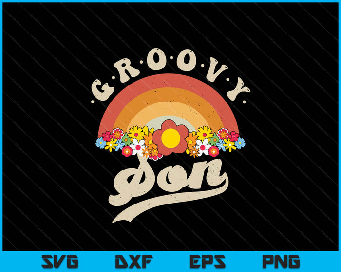 Groovy Son Retro Rainbow Colorful Flowers SVG PNG Digital Printable Files