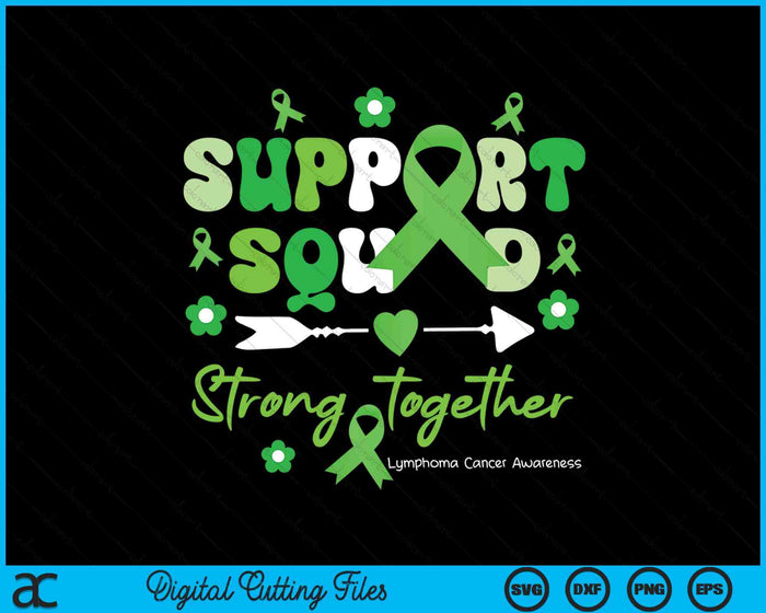 Groovy Support Squad Green Ribbon Lymphoma Cancer Awareness SVG PNG Digital Printable Files