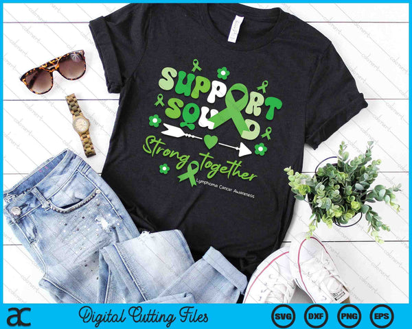 Groovy Support Squad Green Ribbon Lymphoma Cancer Awareness SVG PNG Digital Printable Files