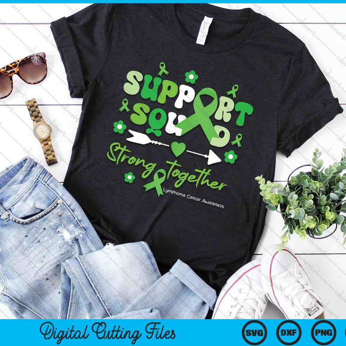 Groovy Support Squad Green Ribbon Lymphoma Cancer Awareness SVG PNG Digital Printable Files