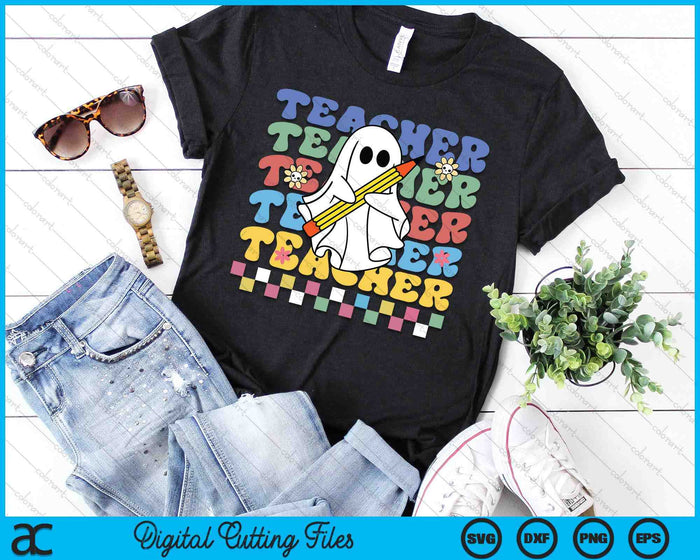 Groovy Teacher Halloween Retro For Women Halloween Teacher SVG PNG Digital Cutting Files