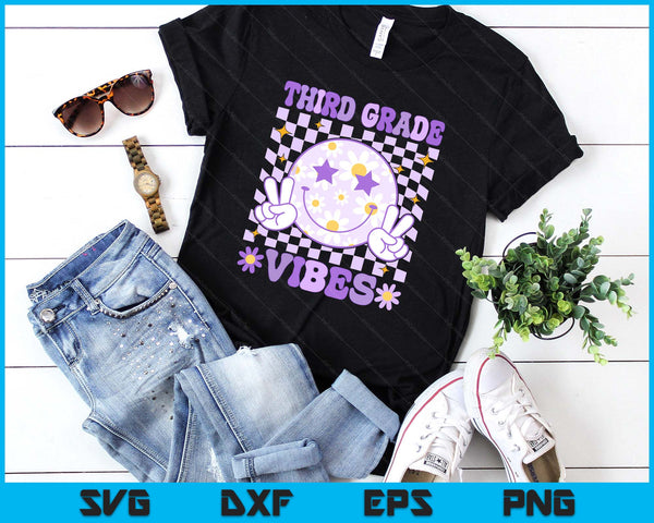 Groovy Third Grade Vibes Back To School 3rd Grade Teacher SVG PNG Digital Printable Files