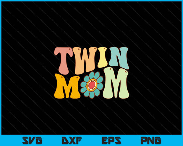 Groovy Twin Mama Moederdag voor nieuwe moeder van Twins SVG PNG digitale snijbestanden