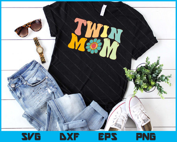 Groovy Twin Mama Mother's Day For New Mom Of Twins SVG PNG Digital Cutting Files